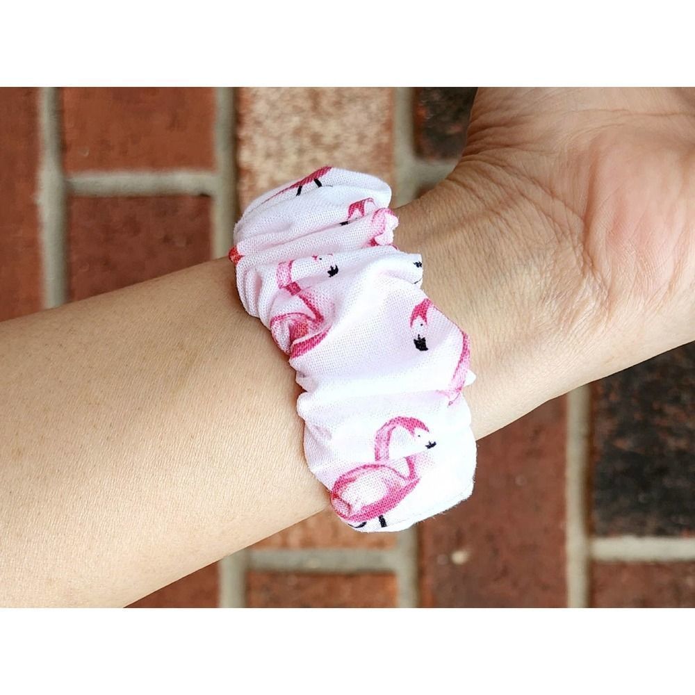 Pink Flamingo Scrunchies Watch Band for Fitbit Sense Versa 3 2 Lite Apple Watch